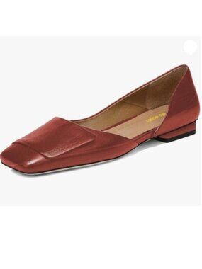 Women Fashion Pump Side Cut Ballet Flats Block Low Heeled Square Toe Red Shoes